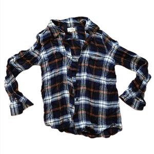 SOFT Women's Plaid Flannel Blue and Orange